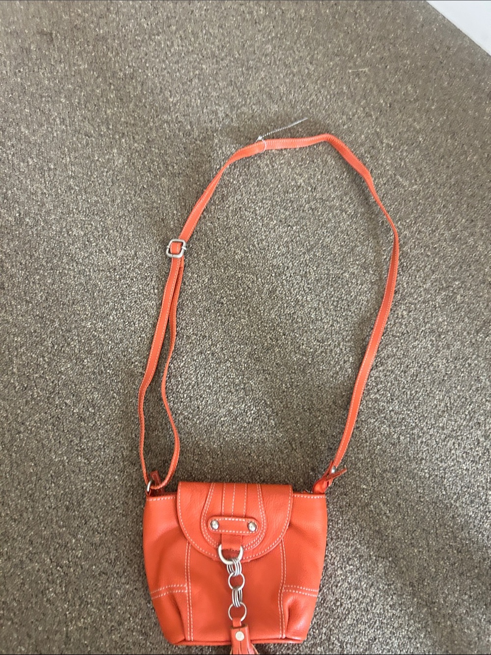 Paul & Taylor Orange Leatherette Crossbody Bag with Chain Detail